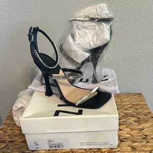 SCHUTZ Nellina Black High Heel Sandals with Ankle Strap